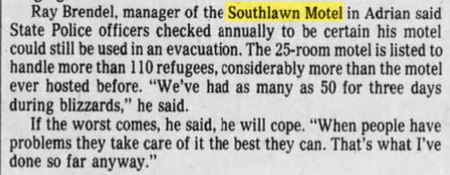 Southlawn Motel - 1982 Free Press - Motel Was Designated As Shelter In The Event Of Emergency (newer photo)